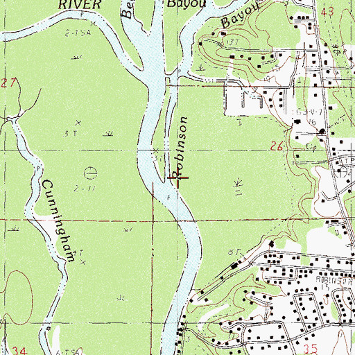 Topographic Map of Robinson Bayou, MS