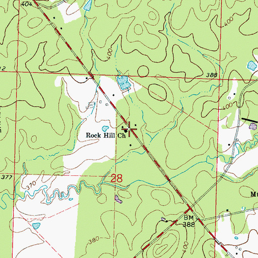 Topographic Map of Rock Hill Church, MS