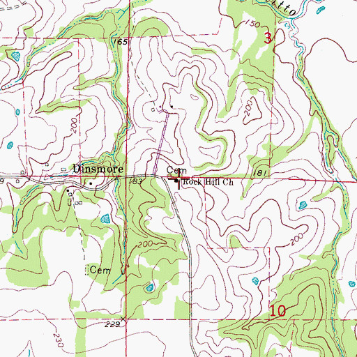 Topographic Map of Rock Hill Church, MS
