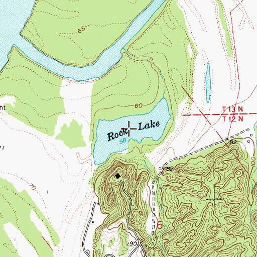 Topographic Map of Rock Lake, MS