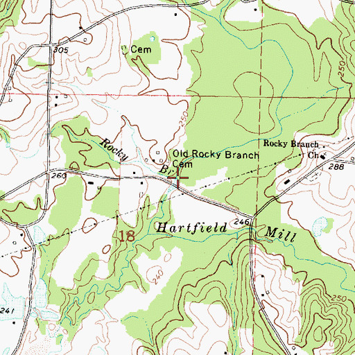 Topographic Map of Rocky Branch, MS