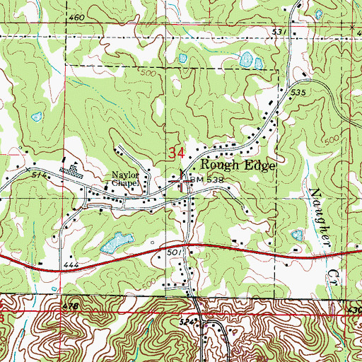 Topographic Map of Rough Edge, MS