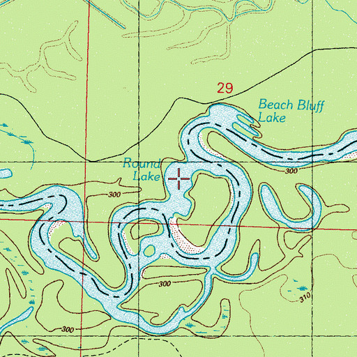 Topographic Map of Round Lake, MS