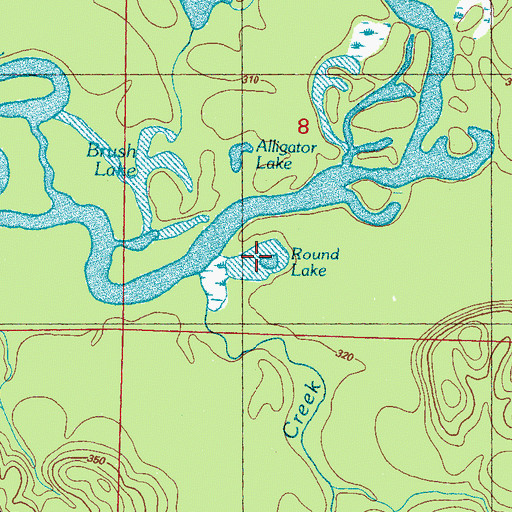 Topographic Map of Round Lake, MS