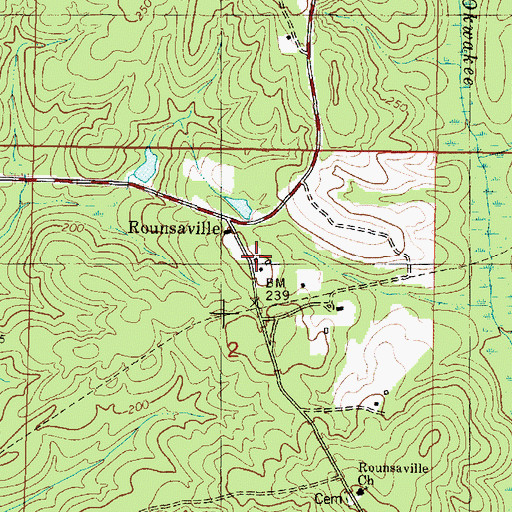 Topographic Map of Rounsaville, MS