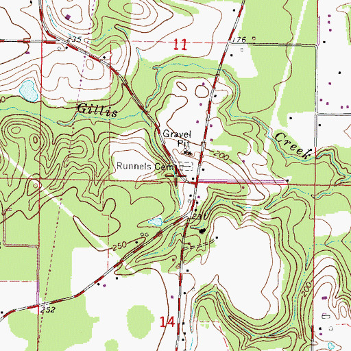 Topographic Map of Runnels Cemetery, MS