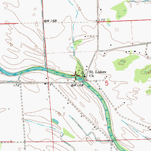 Topographic Map of Saint Lukes Church, MS