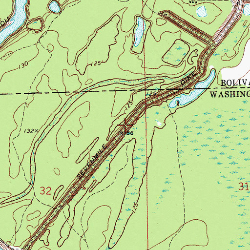 Topographic Map of Sevenmile Dike, MS