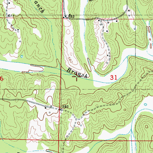Topographic Map of Shackelford Branch, MS