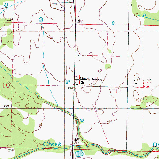 Topographic Map of Shady Grove Church, MS