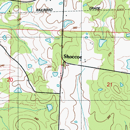 Topographic Map of Shoccoe, MS