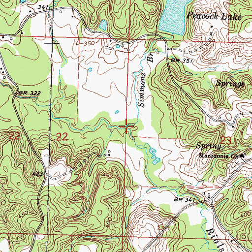 Topographic Map of Simmons Branch, MS
