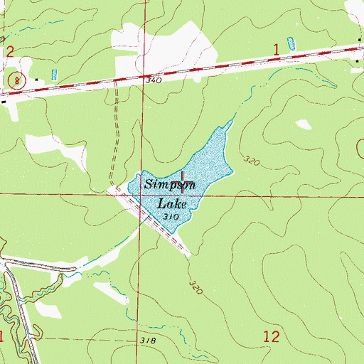 Topographic Map of Simpson Lake, MS
