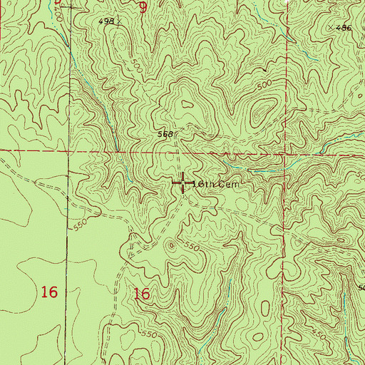 Topographic Map of Sixteen Cemetery, MS