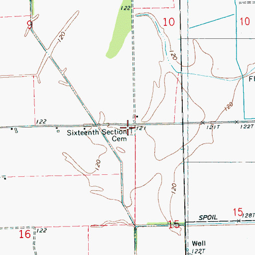 Topographic Map of Sixteenth Section Cemetery, MS