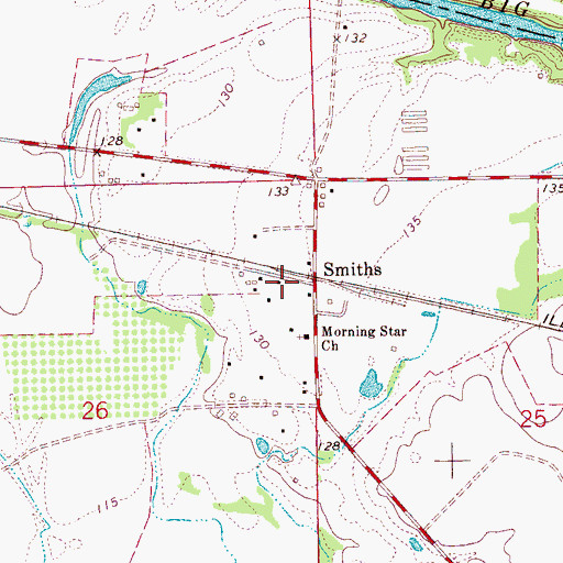 Topographic Map of Smiths, MS