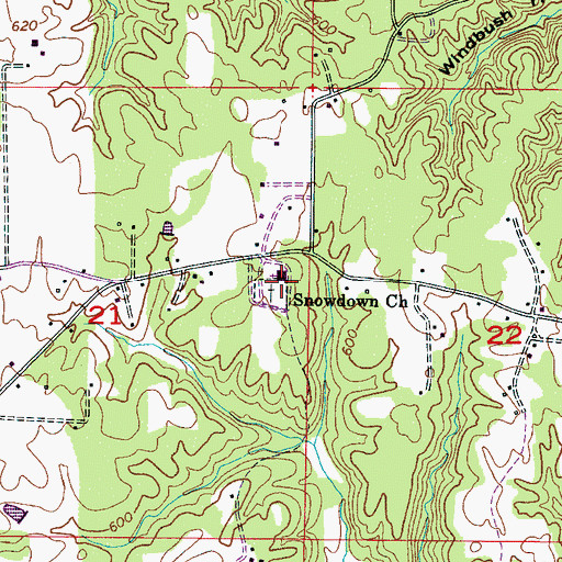 Topographic Map of Snowdown Church, MS