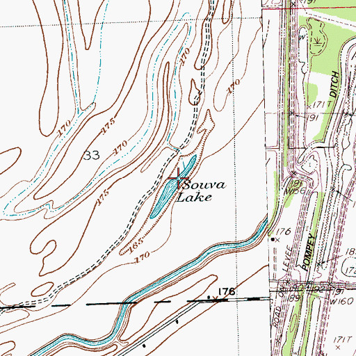 Topographic Map of Souva Lake, MS