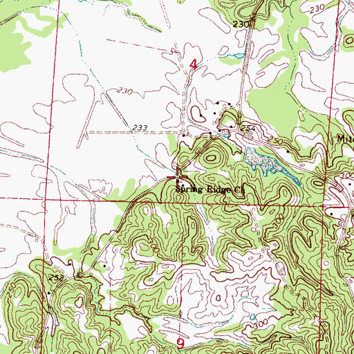 Topographic Map of Spring Ridge Church, MS