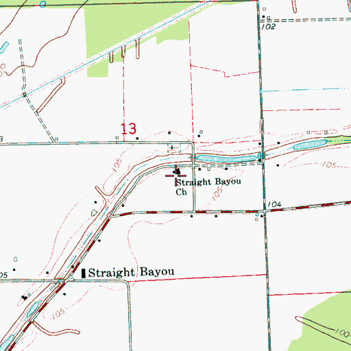 Topographic Map of Straight Bayou Church, MS