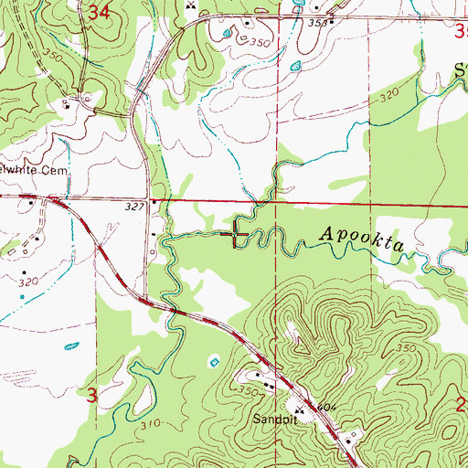 Topographic Map of Sugar Creek, MS