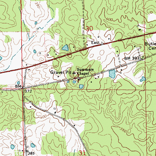 Topographic Map of Summers Chapel, MS