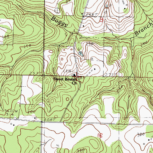 Topographic Map of Sweet Beulah Church, MS