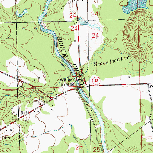 Topographic Map of Sweetwater Creek, MS