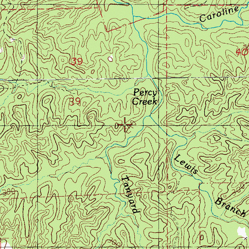 Topographic Map of Tanyard Branch, MS