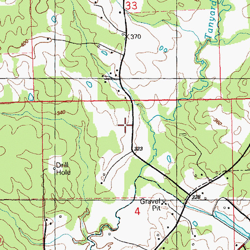 Topographic Map of Tanyard Creek, MS