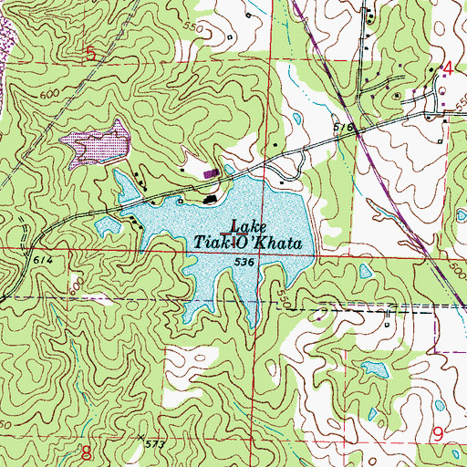 Topographic Map of Lake Tiak-O' Khata, MS