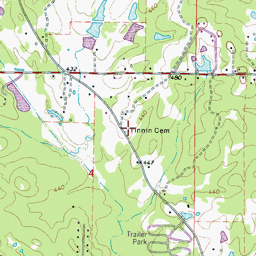 Topographic Map of Tinnin Cemetery, MS
