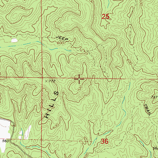 Topographic Map of Tippah Hills, MS