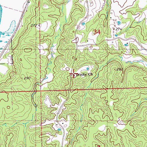 Topographic Map of Trinity Church, MS