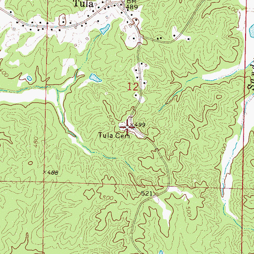 Topographic Map of Tula Cemetery, MS