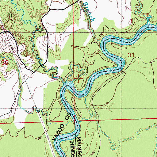 Topographic Map of Turkeyfoot Branch, MS