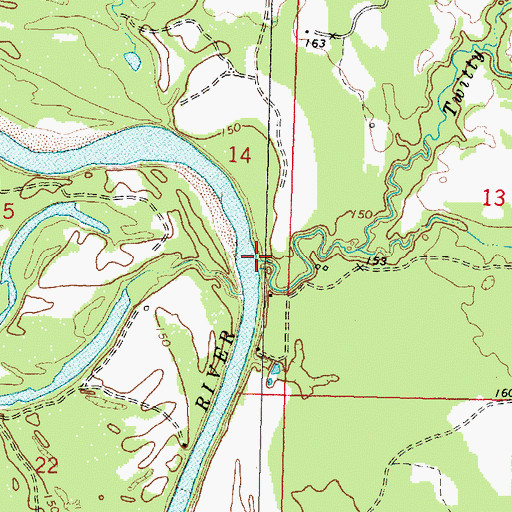 Topographic Map of Twitty Creek, MS