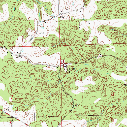 Topographic Map of Union Baptist Church, MS