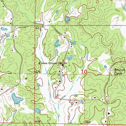 Topographic Map of Union Grove Church, MS