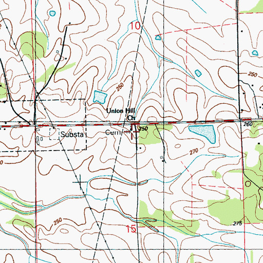 Topographic Map of Union Hill Church, MS