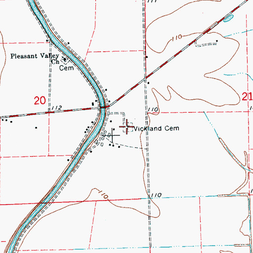 Topographic Map of Vickland Cemetery, MS