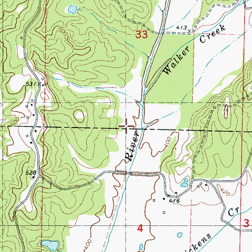 Topographic Map of Walker Creek, MS