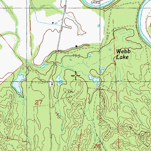 Topographic Map of Webb Lake, MS