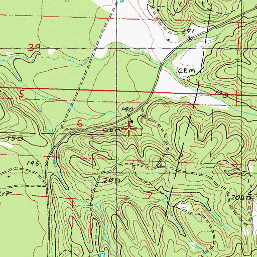 Topographic Map of Wesley Chapel, MS
