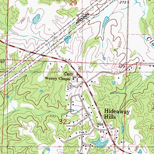Topographic Map of Wesley Chapel, MS