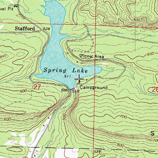 Topographic Map of Spring Lake Recreation Area, AR