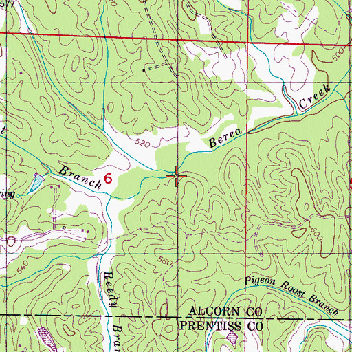 Topographic Map of Whitehurst Branch, MS