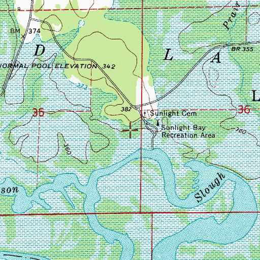 Topographic Map of Ward School (historical), AR