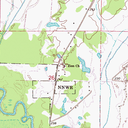 Topographic Map of Zion Franklin United Methodist Church, MS