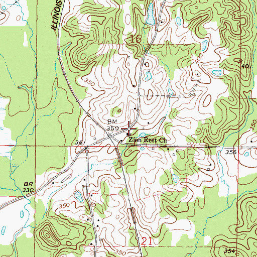 Topographic Map of Zion Rest Church, MS